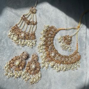 Bridal set: necklace, earrings, tikka, jhumar
